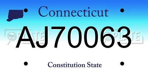 AJ70063 Connecticut License Plate