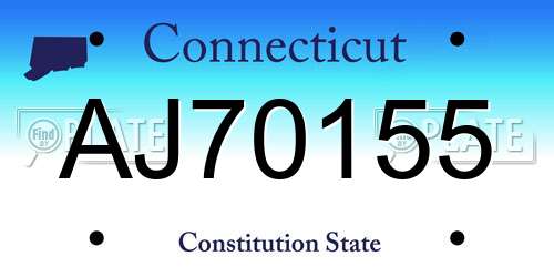 AJ70155 Connecticut License Plate