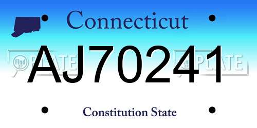 AJ70241 Connecticut License Plate