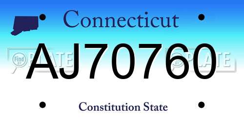 AJ70760 Connecticut License Plate