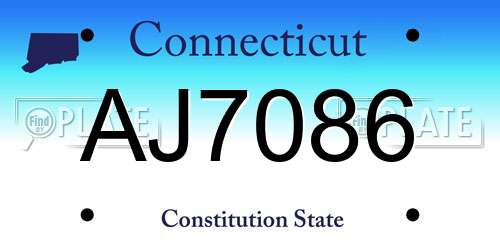 AJ7086 Connecticut License Plate