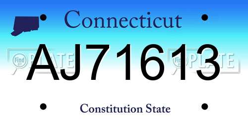 AJ71613 Connecticut License Plate