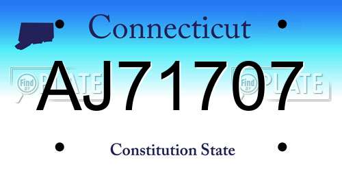 AJ71707 Connecticut License Plate
