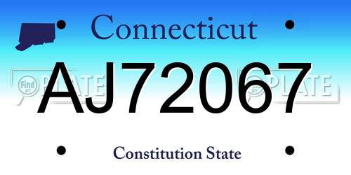 AJ72067 Connecticut License Plate