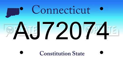 AJ72074 Connecticut License Plate