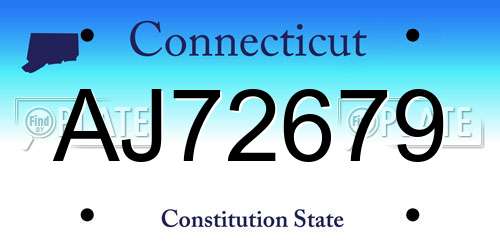 AJ72679 Connecticut License Plate