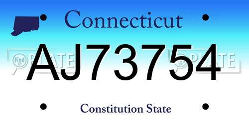 AJ73754 Connecticut License Plate