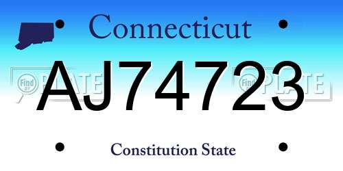 AJ74723 Connecticut License Plate