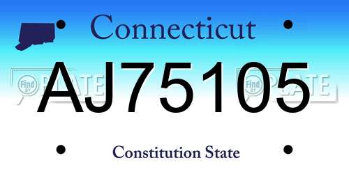AJ75105 Connecticut License Plate