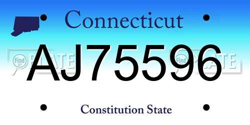 AJ75596 Connecticut License Plate