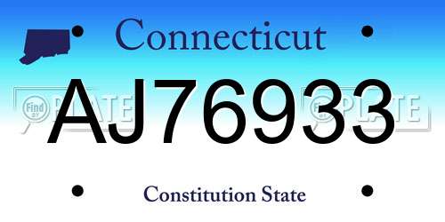 AJ76933 Connecticut License Plate