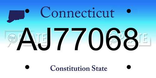 AJ77068 Connecticut License Plate