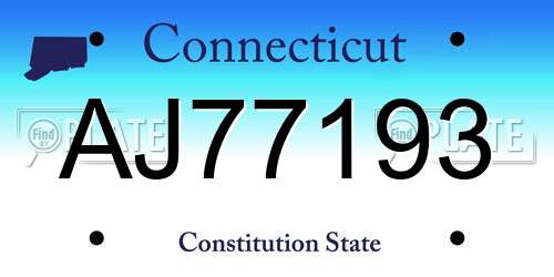 AJ77193 Connecticut License Plate