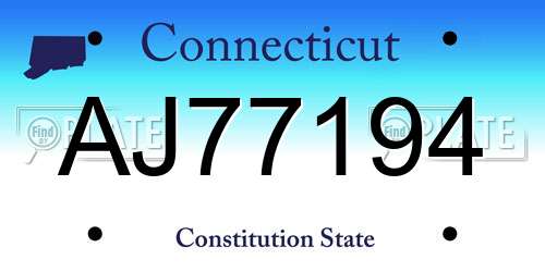 AJ77194 Connecticut License Plate