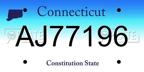 AJ77196 Connecticut License Plate