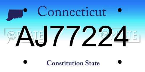 AJ77224 Connecticut License Plate