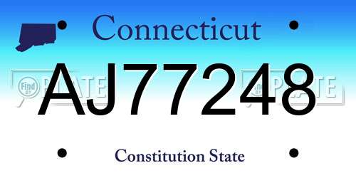 AJ77248 Connecticut License Plate