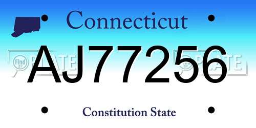 AJ77256 Connecticut License Plate