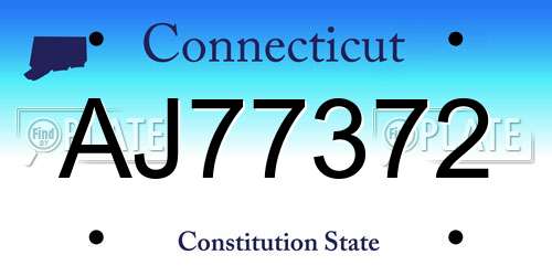 AJ77372 Connecticut License Plate