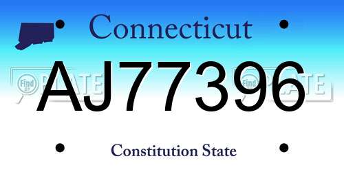 AJ77396 Connecticut License Plate
