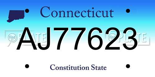 AJ77623 Connecticut License Plate