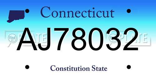 AJ78032 Connecticut License Plate