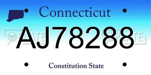 AJ78288 Connecticut License Plate