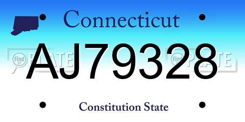 AJ79328 Connecticut License Plate