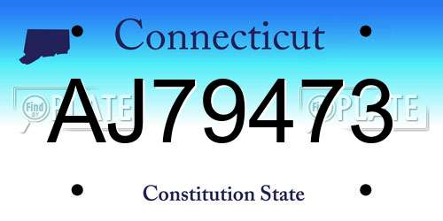 AJ79473 Connecticut License Plate