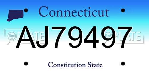AJ79497 Connecticut License Plate