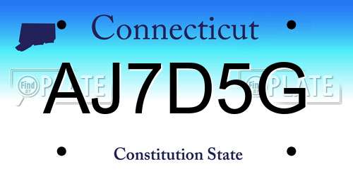 AJ7D5G Connecticut License Plate