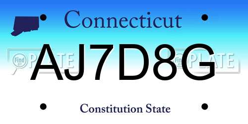 AJ7D8G Connecticut License Plate