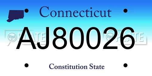 AJ80026 Connecticut License Plate
