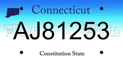 AJ81253 Connecticut License Plate