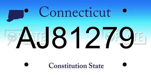 AJ81279 Connecticut License Plate