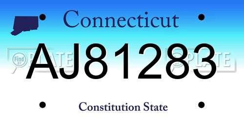 AJ81283 Connecticut License Plate