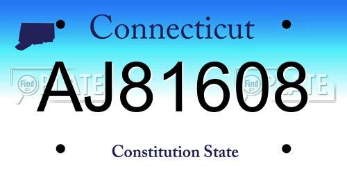 AJ81608 Connecticut License Plate