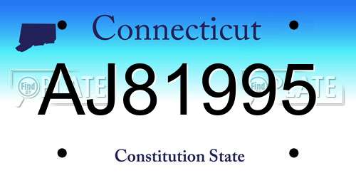 AJ81995 Connecticut License Plate