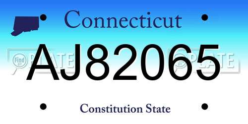 AJ82065 Connecticut License Plate