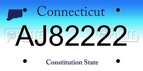 AJ82222 Connecticut License Plate