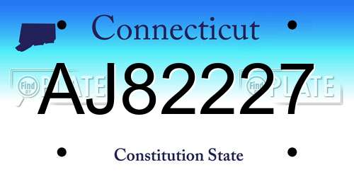 AJ82227 Connecticut License Plate