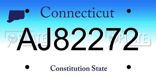 AJ82272 Connecticut License Plate