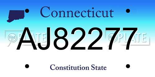 AJ82277 Connecticut License Plate