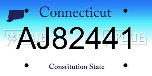 AJ82441 Connecticut License Plate