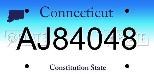 AJ84048 Connecticut License Plate