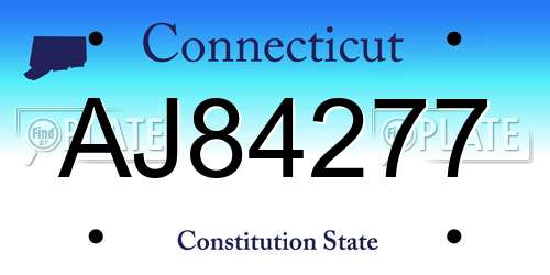 AJ84277 Connecticut License Plate