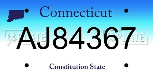 AJ84367 Connecticut License Plate