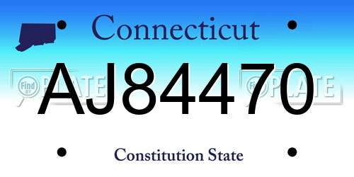 AJ84470 Connecticut License Plate