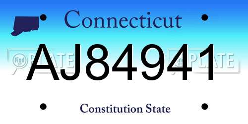 AJ84941 Connecticut License Plate