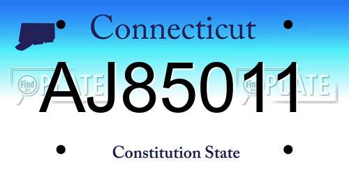 AJ85011 Connecticut License Plate